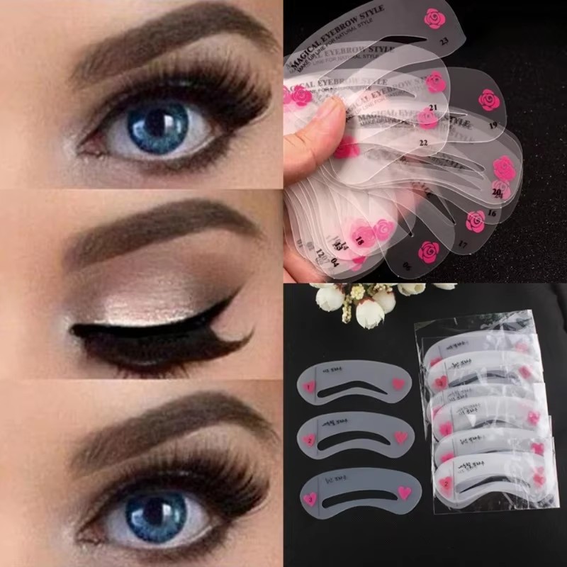 Beauty Makeup Drawing - 1/2/4/6set Reusable Eyebrow Stencil Set Eye