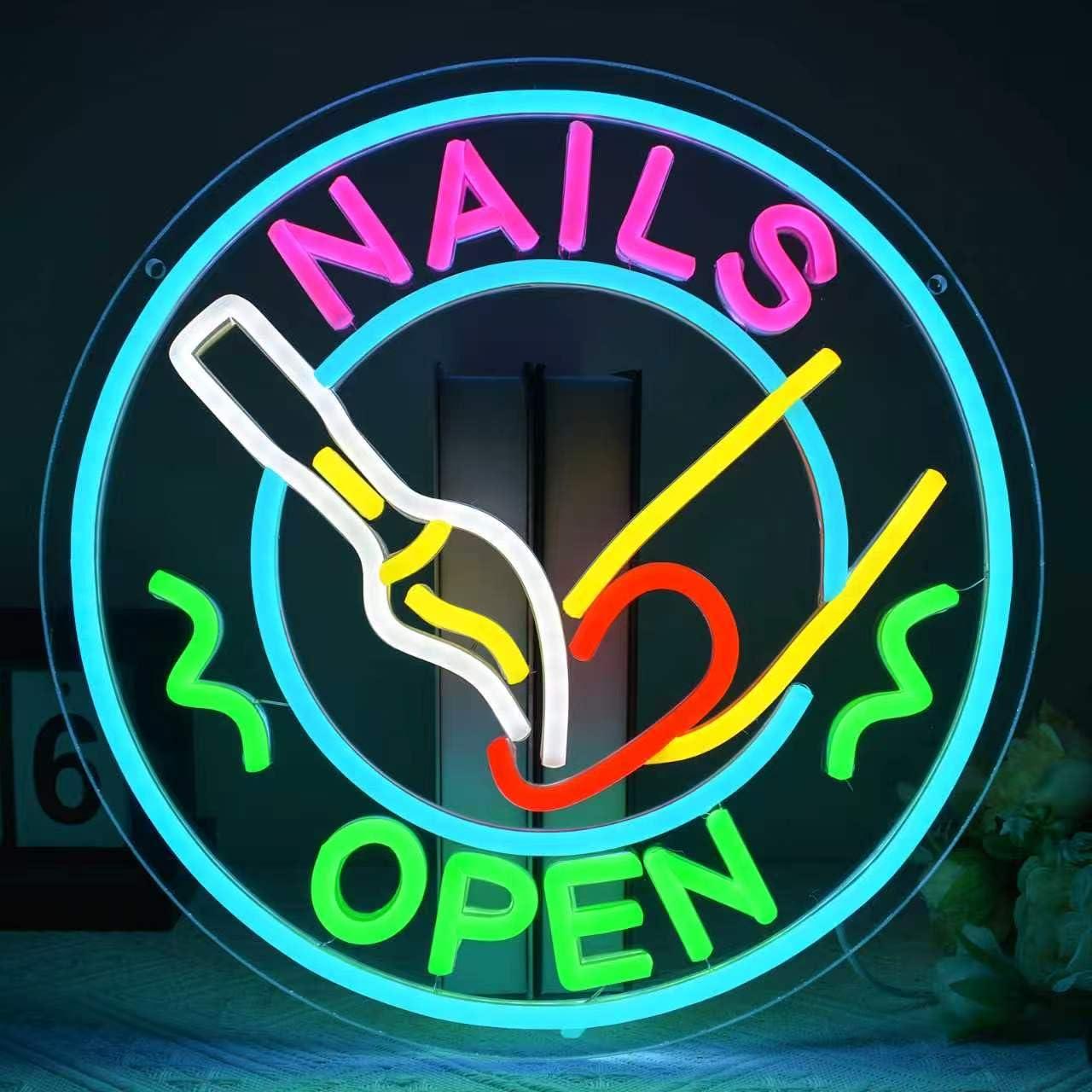 Nails Open Neon Sign USB Dimma - Beauty And Makeup Studio ulasan dan harga