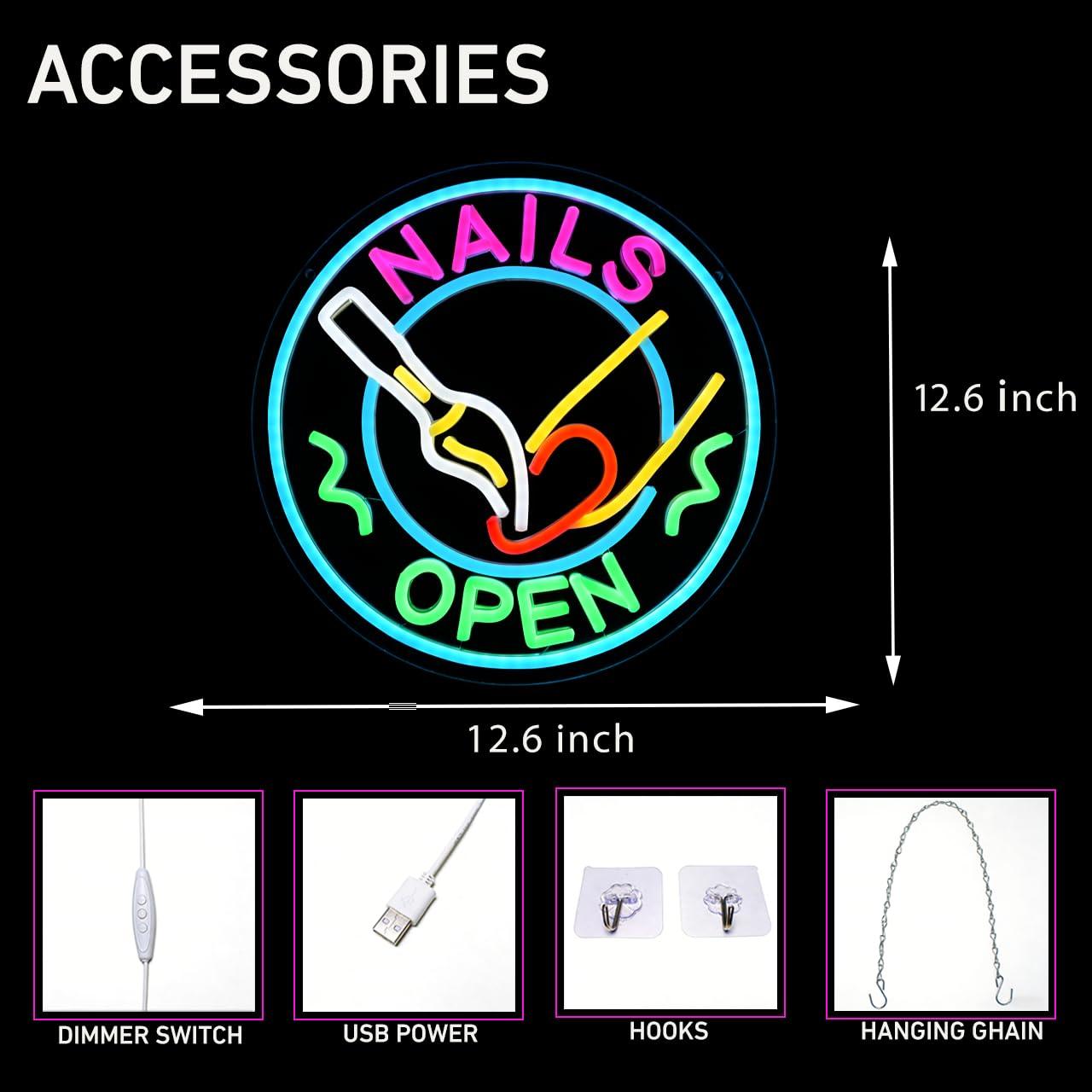 Nails Open Neon Sign USB Dimma - Beauty And Makeup Studio ulasan dan harga