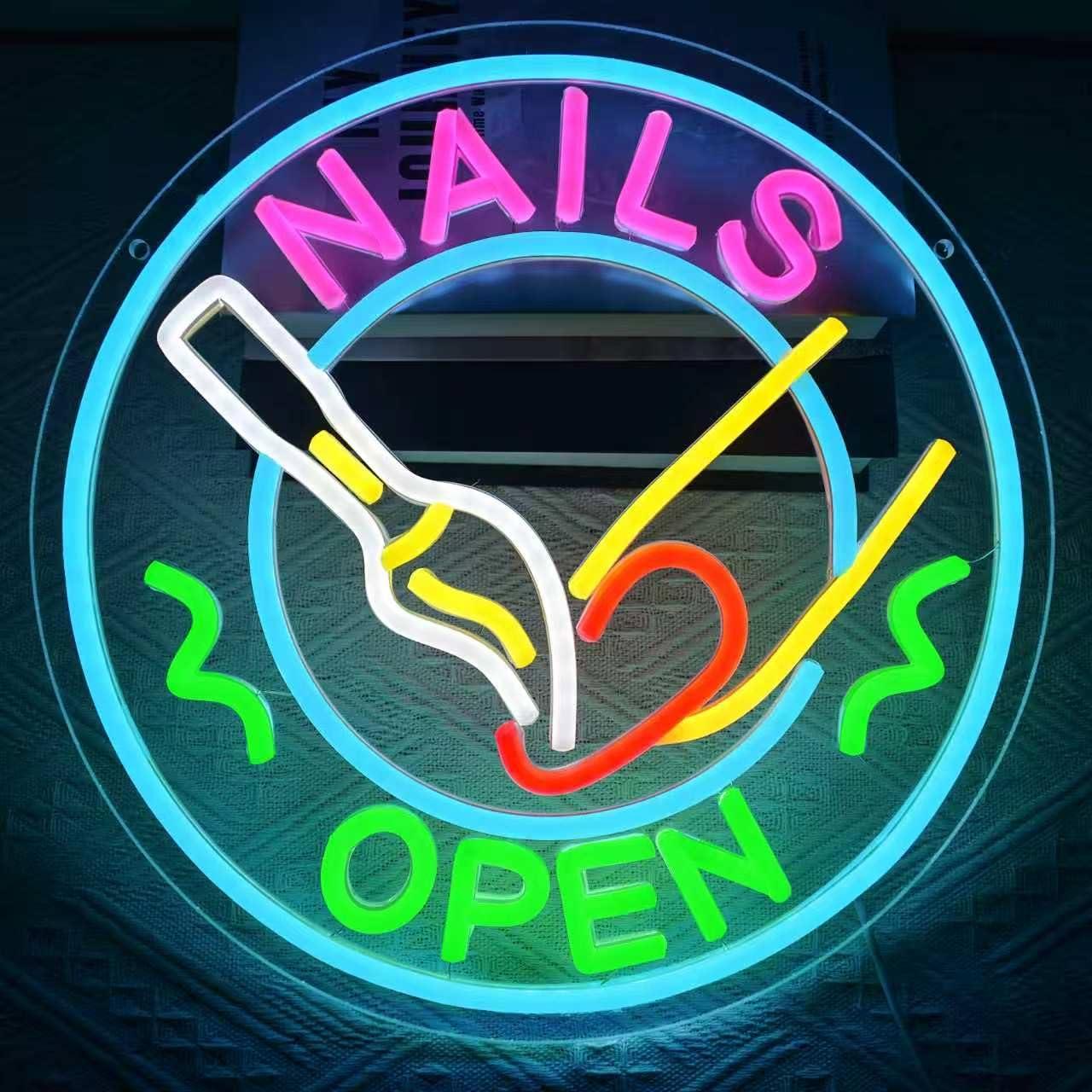 Nails Open Neon Sign USB Dimma - Beauty And Makeup Studio ulasan dan harga