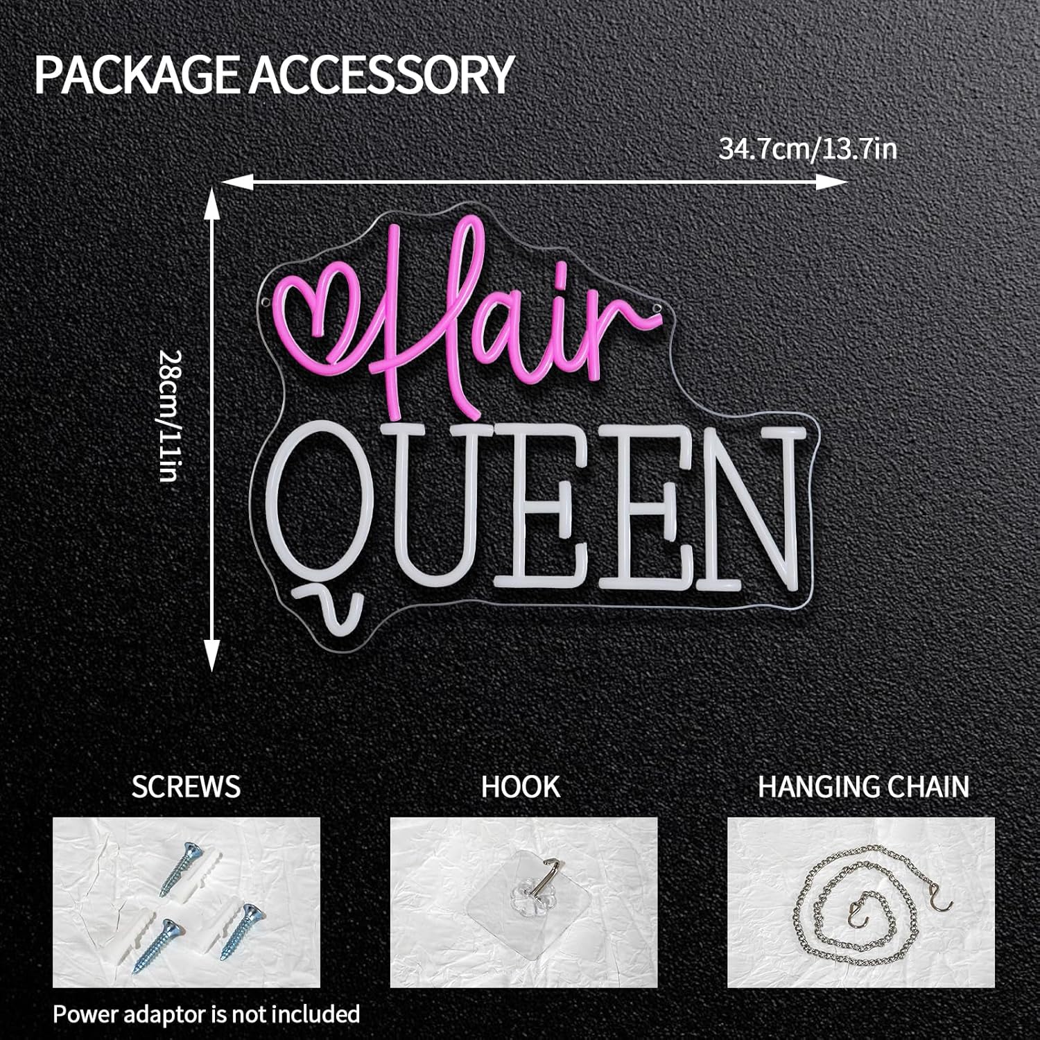 Hair Queen Neon Sign USB Power - Beauty Queen Makeup Studio ulasan dan harga