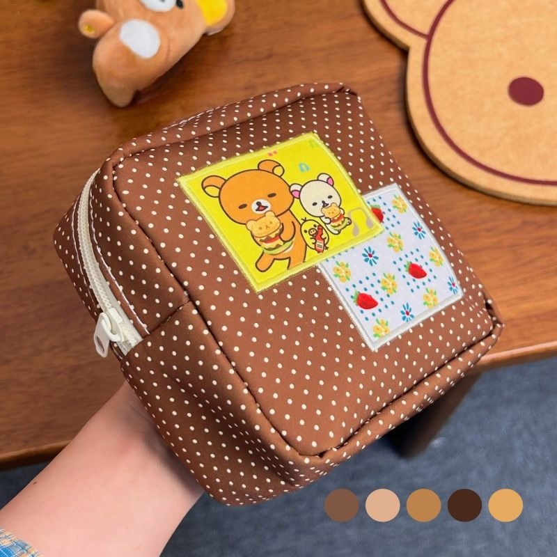 Kawaii Rilakkuma Brown Polka D - Beauty Bag Makeup ulasan dan harga