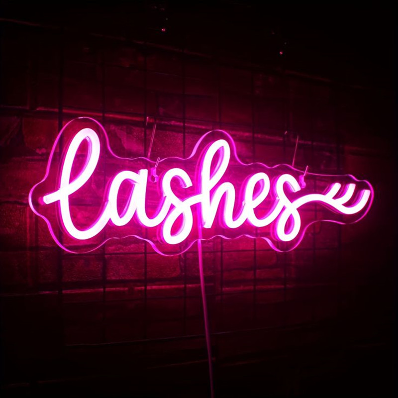 Pink LED Lashes Neon Sign Wall - Beauty And Makeup Studio ulasan dan harga