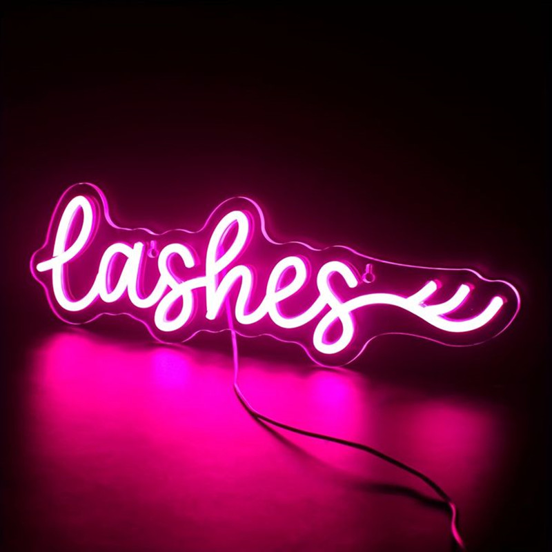 Pink LED Lashes Neon Sign Wall - Beauty And Makeup Studio ulasan dan harga
