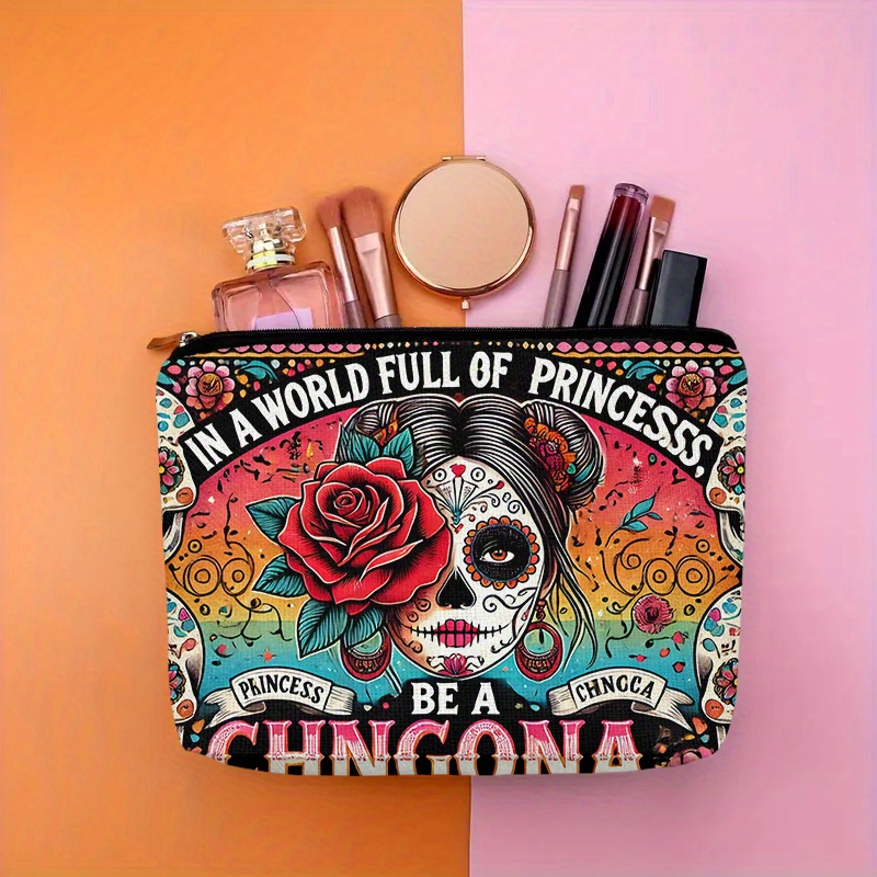 A Flower and skull cosmetic ba - Beauty Bag Makeup ulasan dan harga