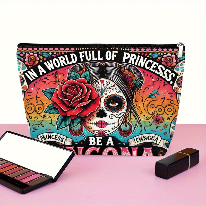 A Flower and skull cosmetic ba - Beauty Bag Makeup ulasan dan harga