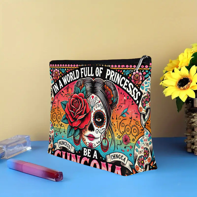 A Flower and skull cosmetic ba - Beauty Bag Makeup ulasan dan harga