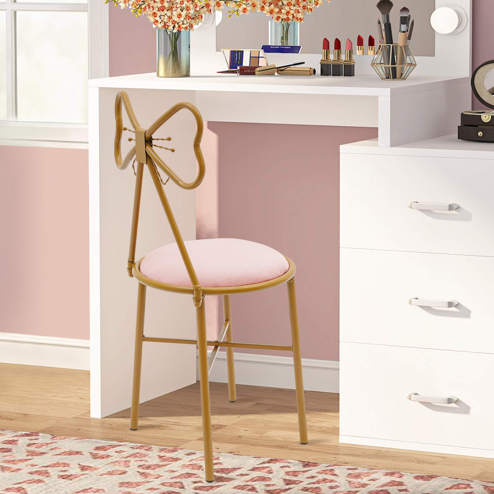 Butterfly Bow Tie Vanity Chair - Beauty Makeup Chair ulasan dan harga
